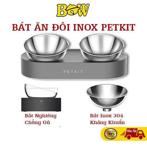 Khay bát ăn đơn và đôi nghiêng petkit cho chó mèo