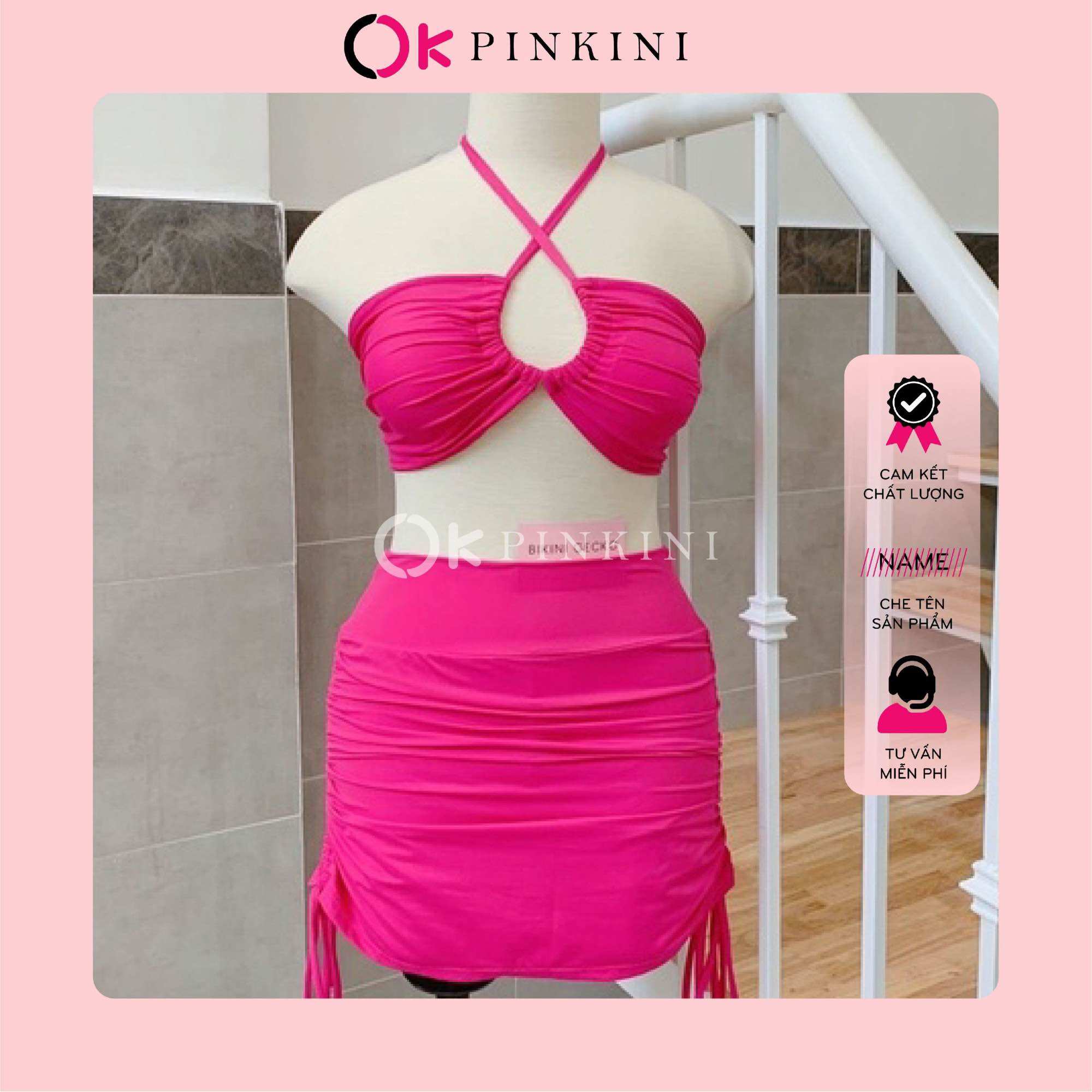 Bikini Đồ Bơi 2 Mảnh Quần Váy Kín Đáo 2M01 (Video, Ảnh Thật)