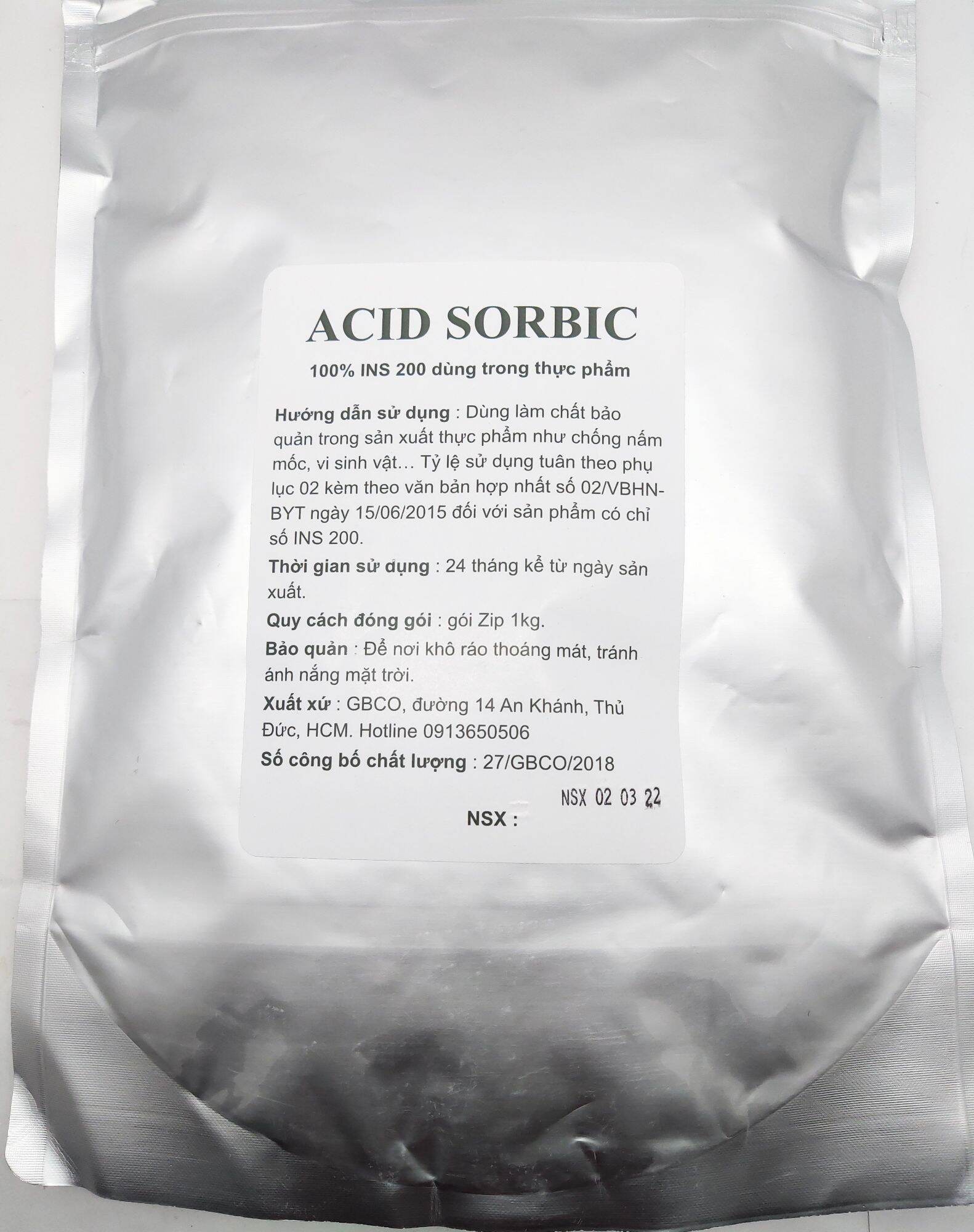 Acid sorbic phụ gia bảo quản thực phẩm