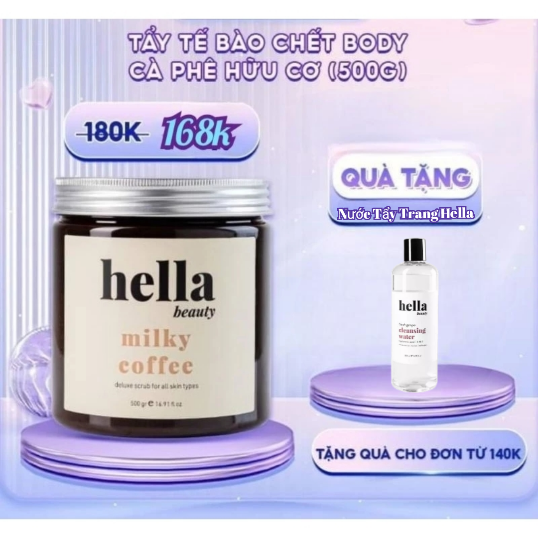 TẨY TẾ BÀO CHÊT DƯỠNG DA bODY CÀ PHÊ HỮU CƠ HELLA BEAUTY 500G