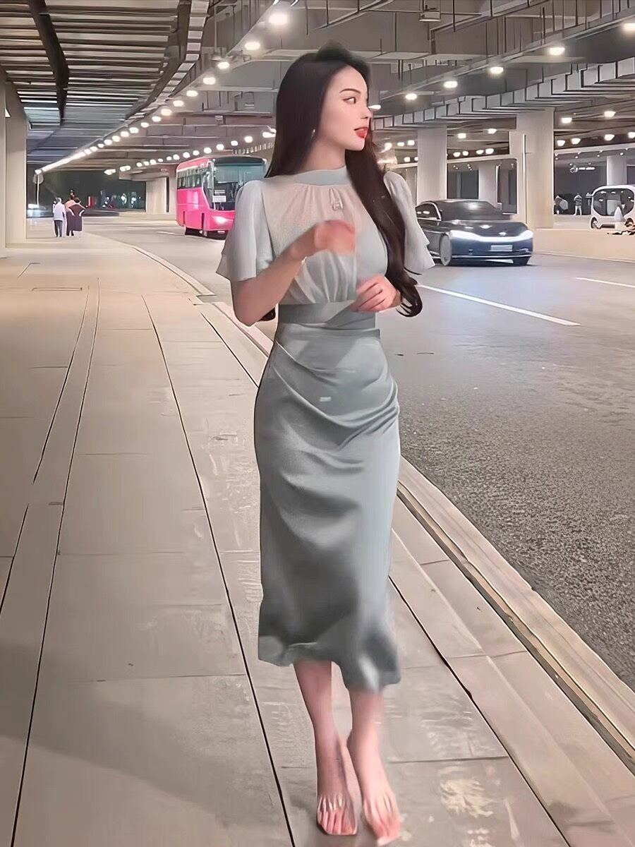 Đầm body phi phối voan chiffon nhẹ nhàng,cá tính