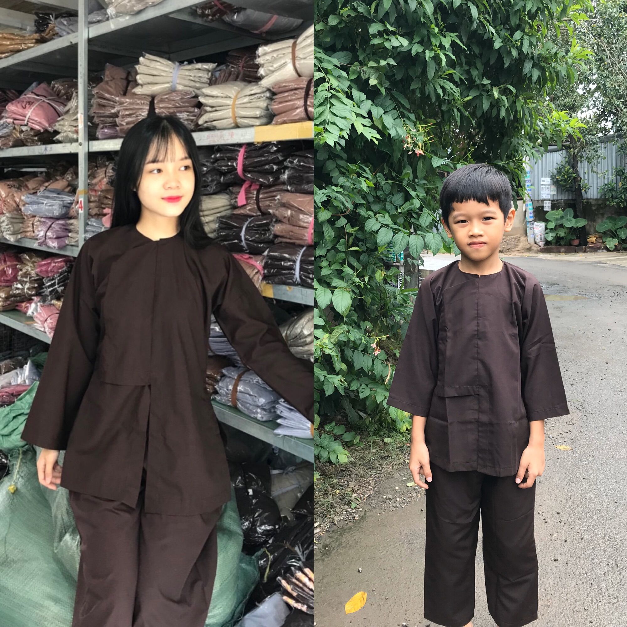 Vạt hò trẻ em, áo lam phật từ đi chùa cho bé