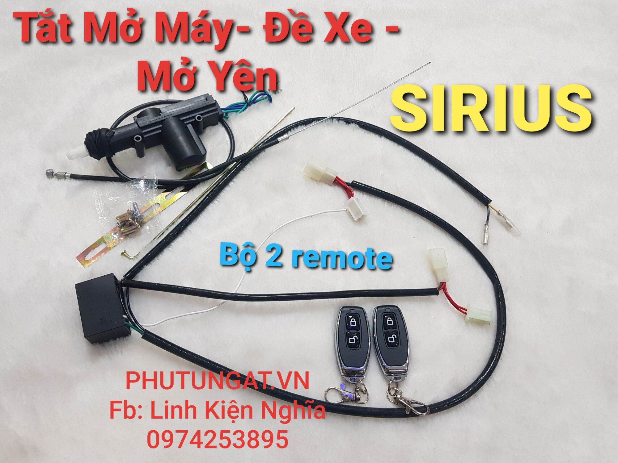 Bộ Điều Khiển Xe Máy tắt mở và đề xe kèm mở yên điện từ xa xe Sirius