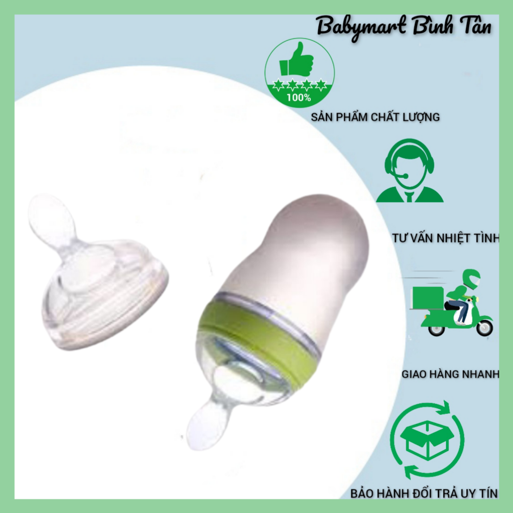 Núm thìa ăn dặm dành cho bình sữa comotomo, fatzbaby, kichilachi, núm silicon mềm mại, an toàn cho bé