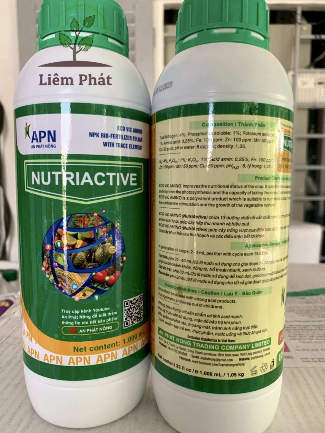 1 chai Nutriactive (1lit) diện mạo mới của An phát nông
