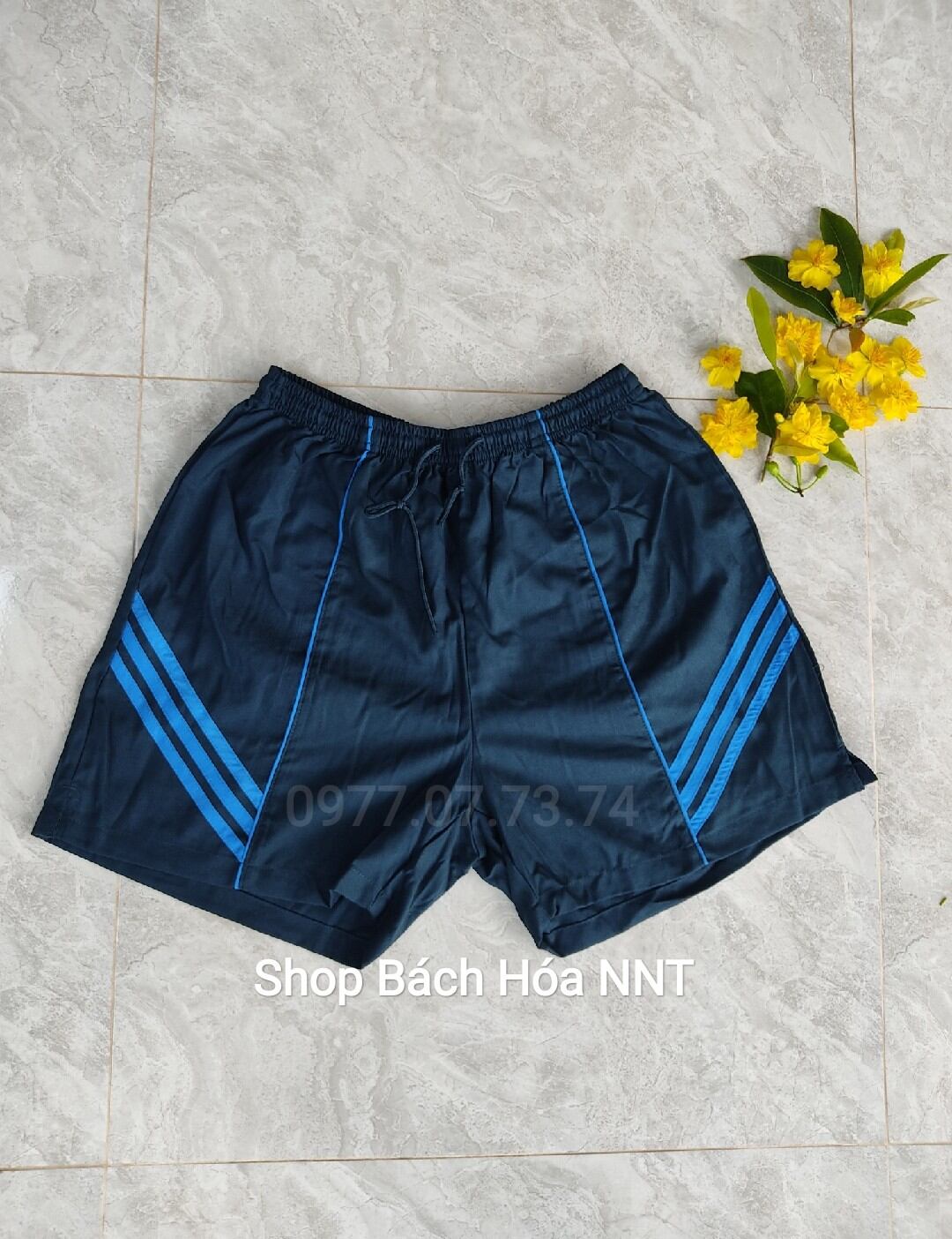 Quần đùi nam mặc nhà, mặc ngủ, tập thể dục thể thao mẫu xanh đậm