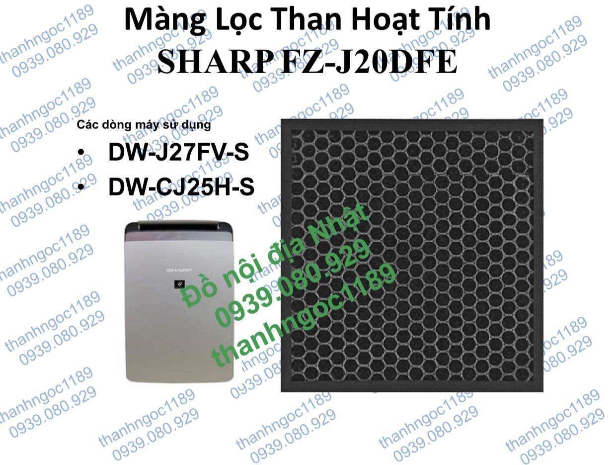 Màng lọc Than hoạt tính Sharp FZ-J20HFE hút ẩm,lọc không khí DW-J27FV-S