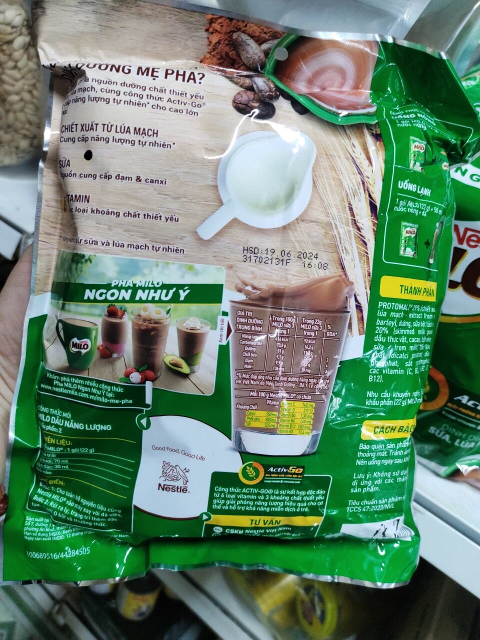 sữa milo dạng túi bột (1 bịch ×15 gói × 22gr)