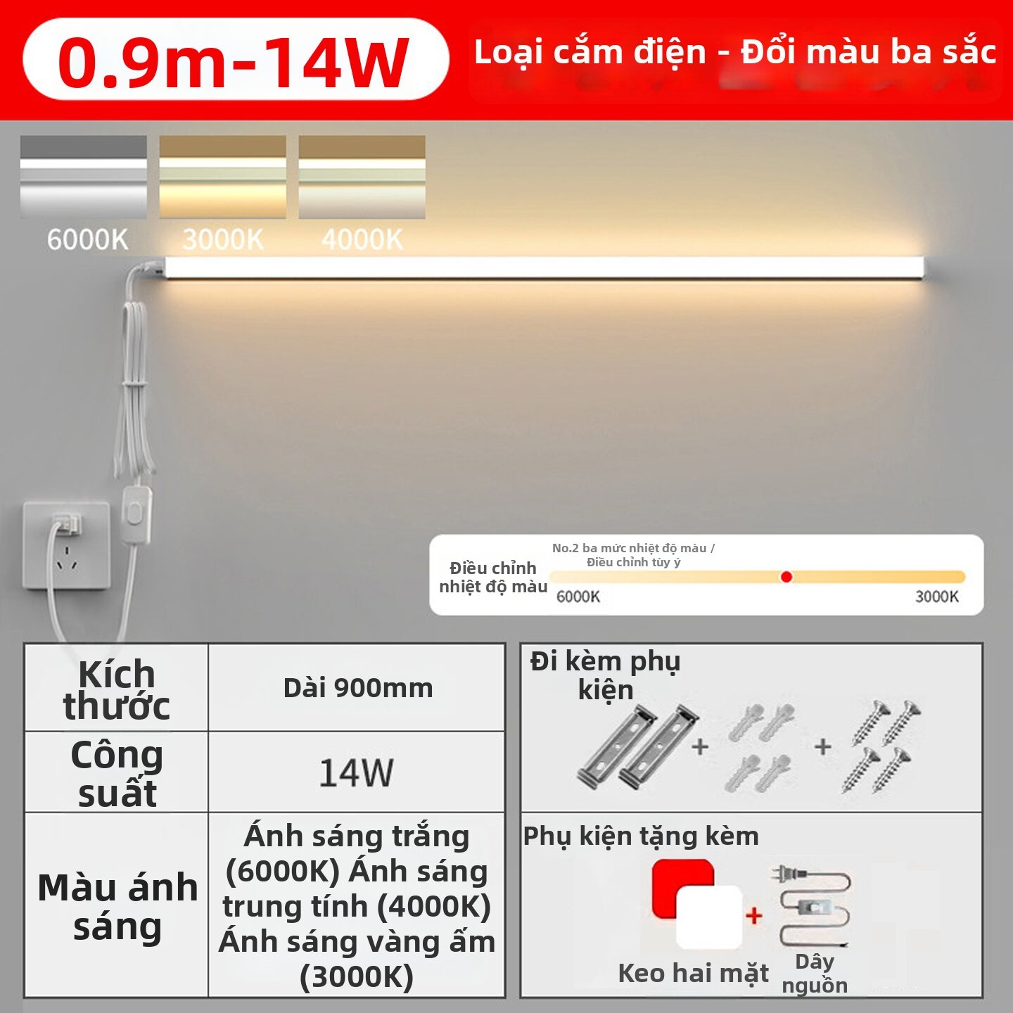 YUANMUXUAN | Đèn LED Ống Treo Tường Dễ Lắp Rất Sáng
