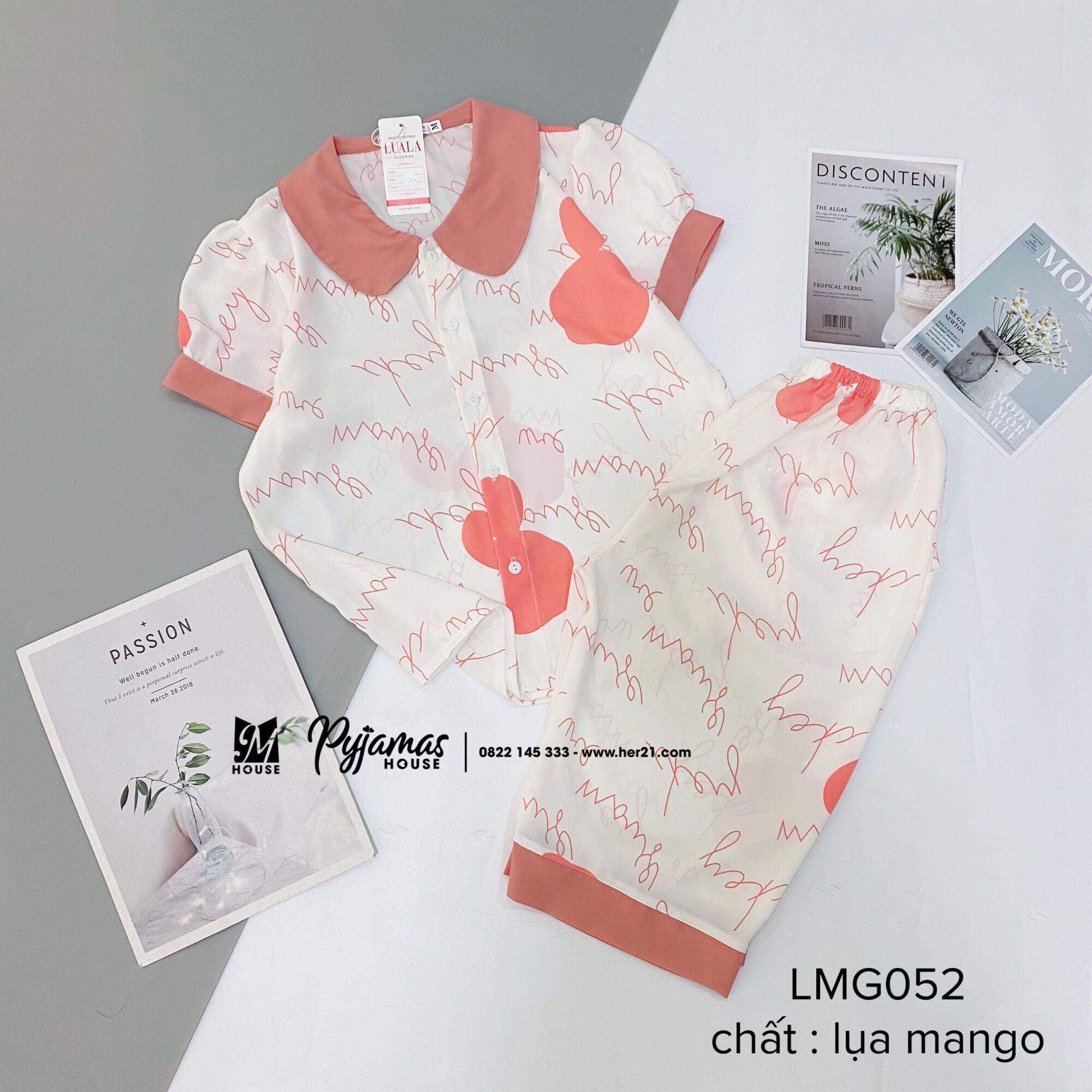 Bộ pyjama lụa Mang tay ngắn quần lửng cao cấp