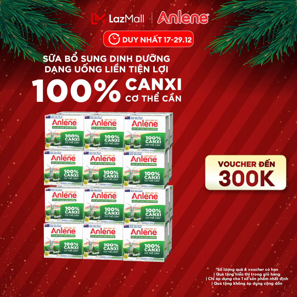   Voucher giảm đến 26% Combo 2 Thùng Sữa Nước Anlene Hương Vani Đậm Đặc Ít Béo 110Ml 