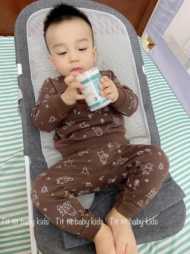 combo 2 bộ dài tay gấu nâu be cho bé trai