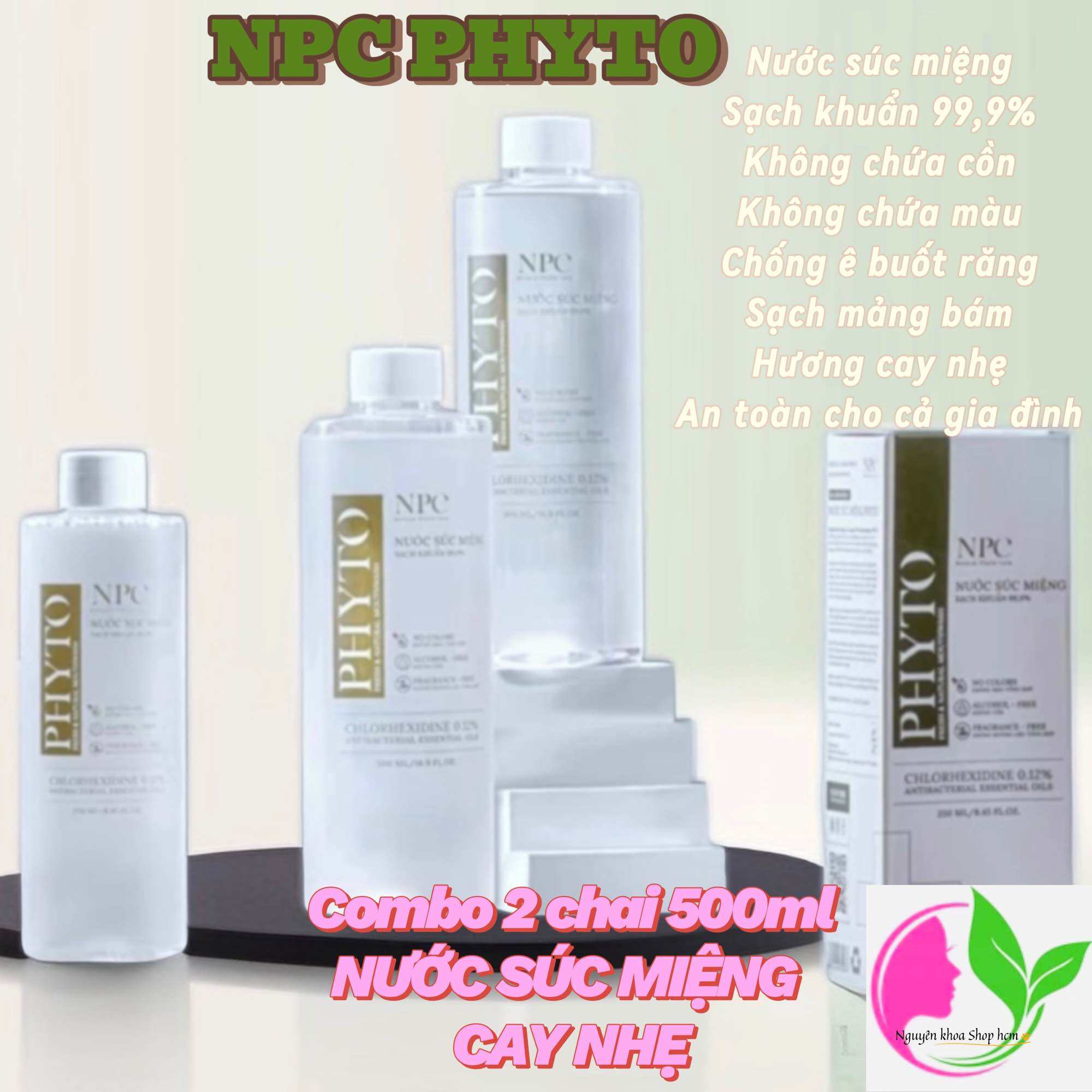 (Combo 2 chai 250ml)Nước Súc Miệng Phyto NPC Ngăn Ngừa Hôi Miệng Mãng Bám Chai 500ml