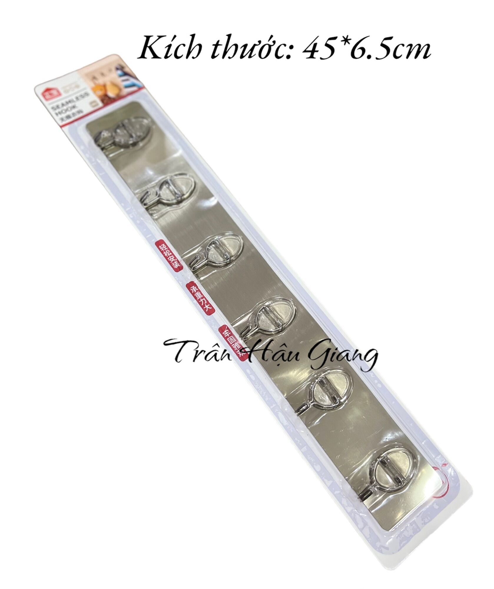 Thanh 6 móc dán tường inox-khối 6 móc treo tường inox