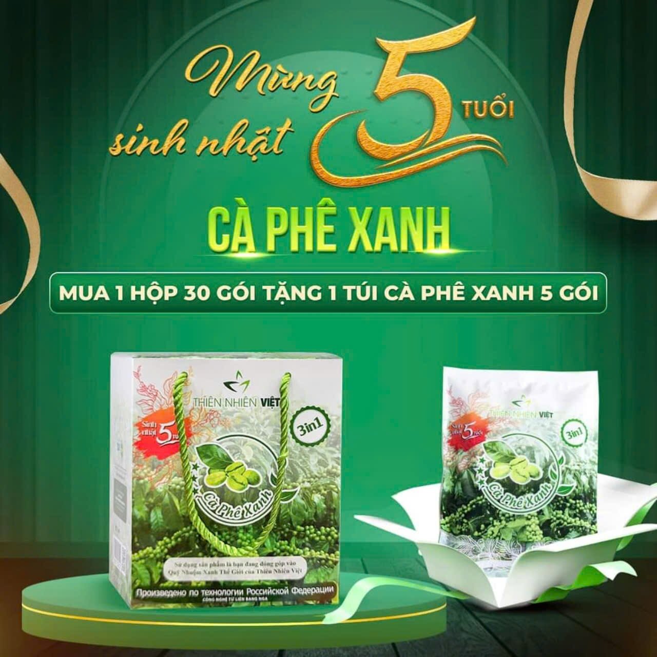Cà phê xanh thiên nhiên viêth hộp 30 gói