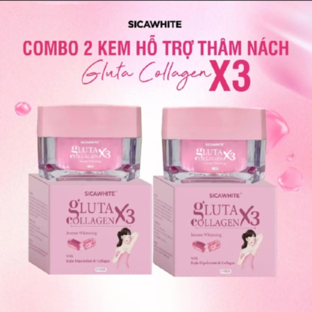Combo 2 hộp Kem Giảm Thâm Nách GLUTA COLAGEN X3 Hỗ trợ Trắng Sáng Da Vùng Nách, Mông