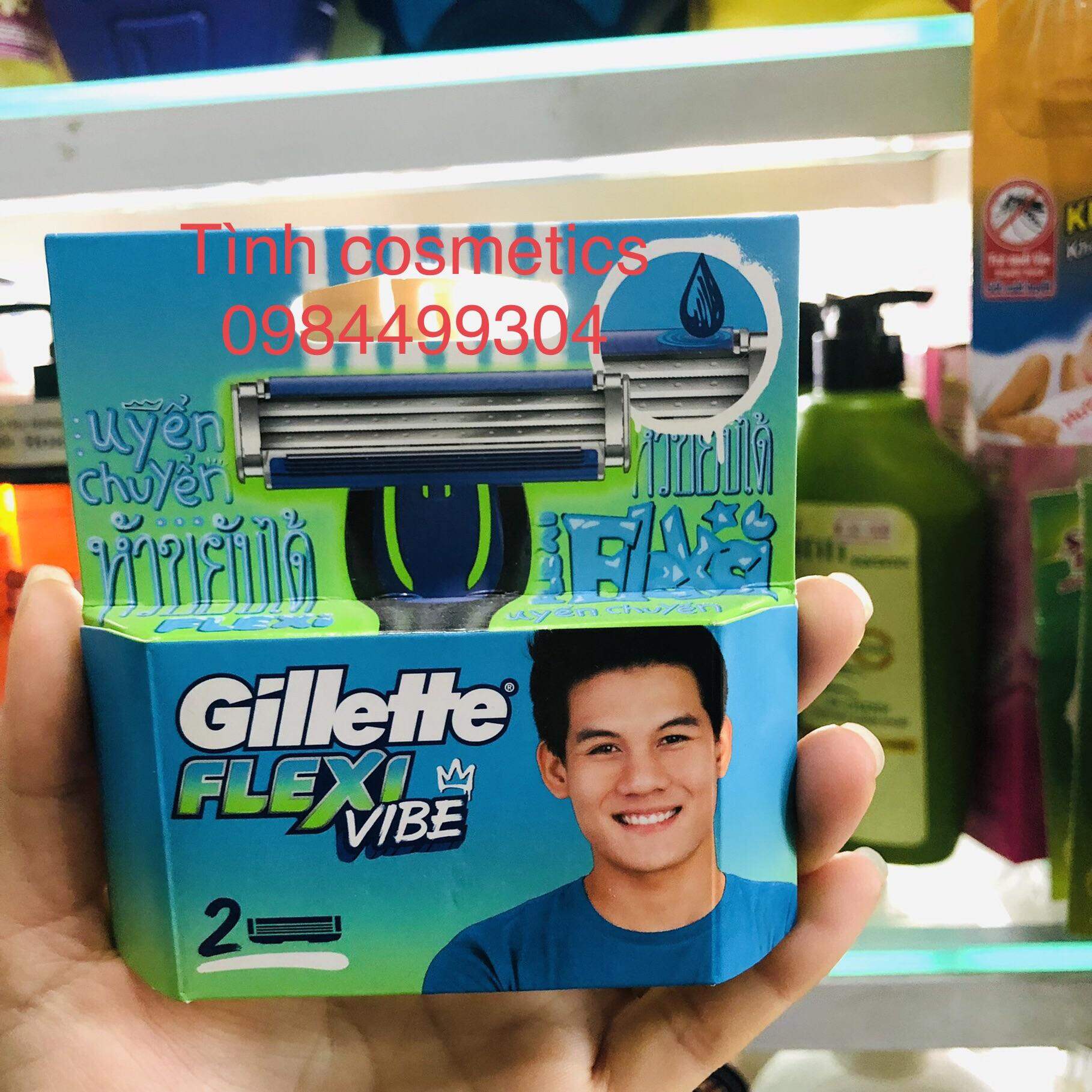 Hộp 2 Đầu Dao Cạo Thay Thế GILLETTE Flexi Vibe, dao cạo râu  dành cho nam giới 3 lưỡi