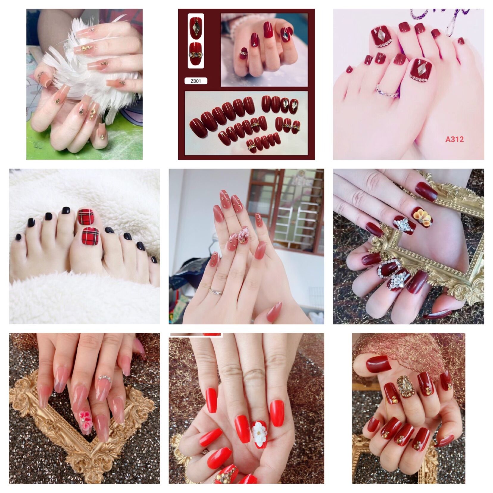 [Xả Lỗ Hàng Bom Không Chọn Mẫu ] Bộ 24 Móng Tay Giả Đính Đá Tặng Keo +Dũa