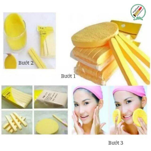 Bông mút nở bọt biển. rữa mặt, 1 bịt 12 miếng