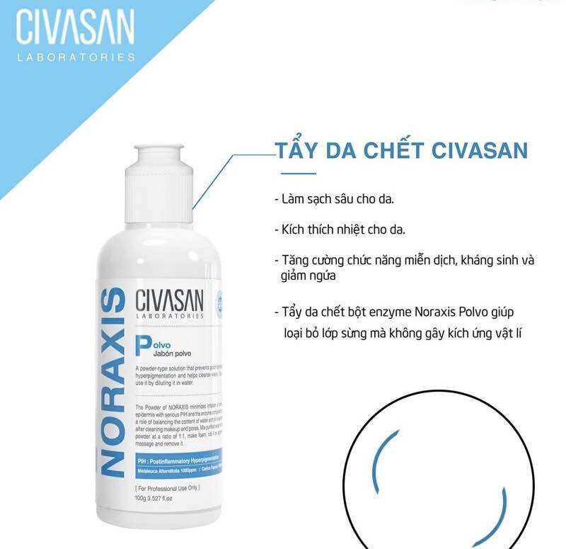 [Lọ Chiet và Full] Bột Tẩy Da Chết CIVASAN ENZYME NORAXIS POLVO