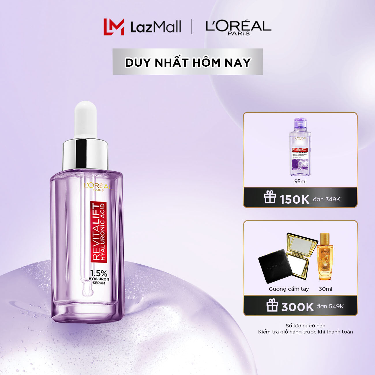 Serum dưỡng cấp ẩm tức thì căng mướt da Revitalift 1.5% Hyaluronic Acid Serum 30ml