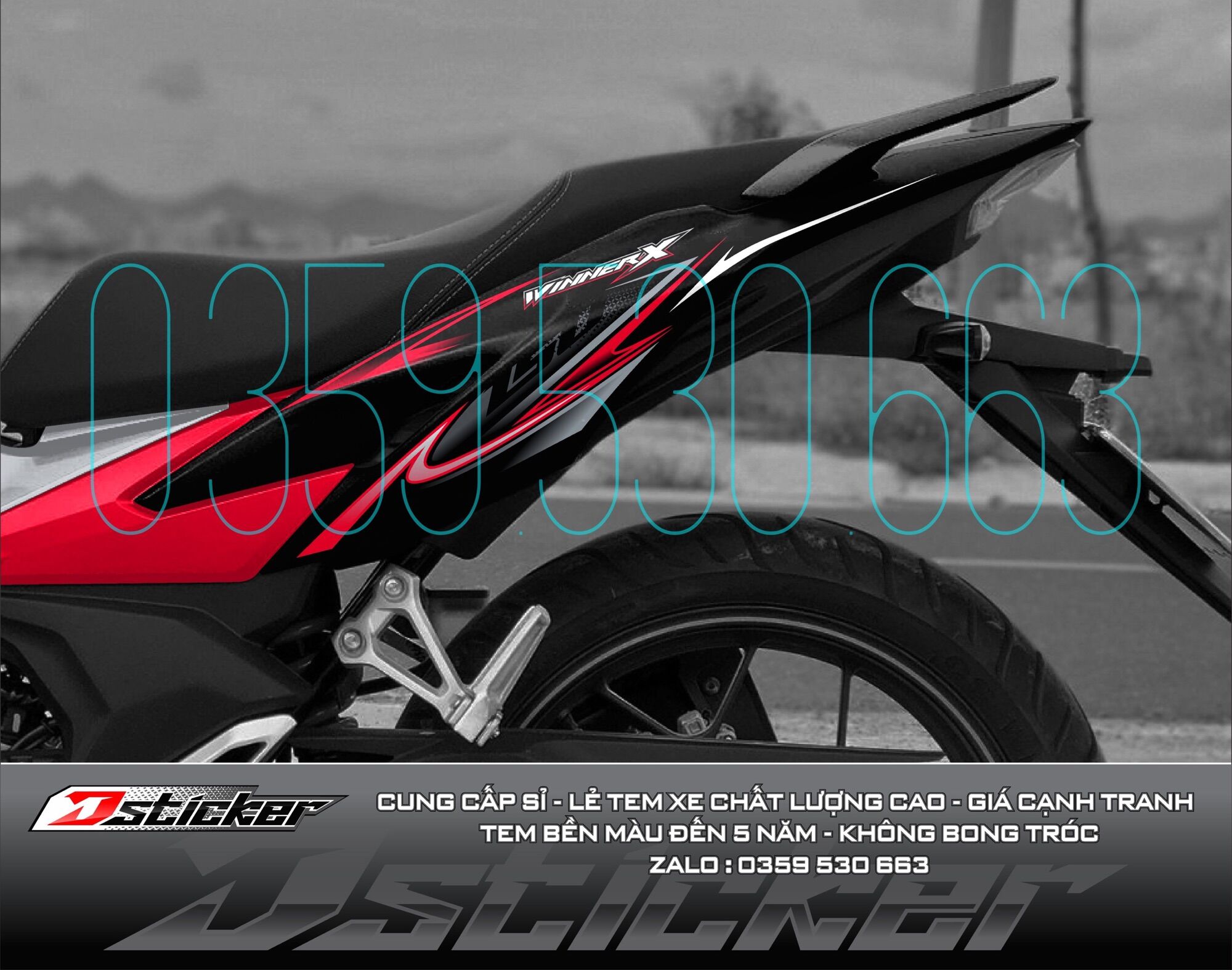 Tem rời Winner X xe đỏ đen bạc - mẫu mới 2021