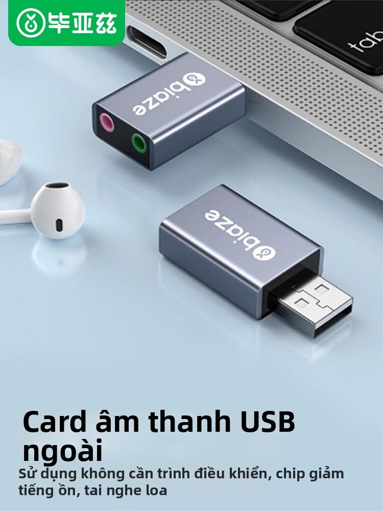 BIYAZI | USB External Sound Card Adapter For Desktop And Laptop Audio 2 in 1 Converter Headphone Microphone Giá 154,000 Đồng*Miễn phí vận chuyển