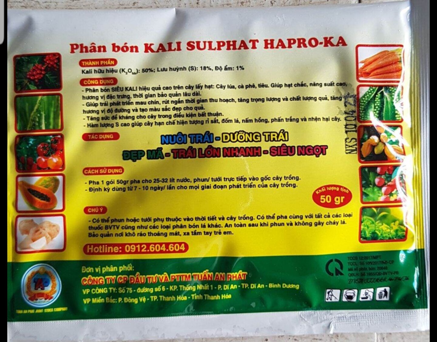 Phân bón SIÊU KALI siêu lớn trái, siêu ngọt