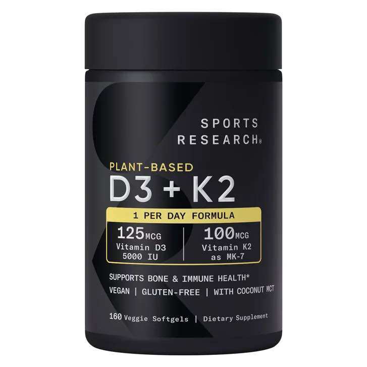 Sports Research Plant-Based D3 + K2 Pills - 160 Pills from the Us