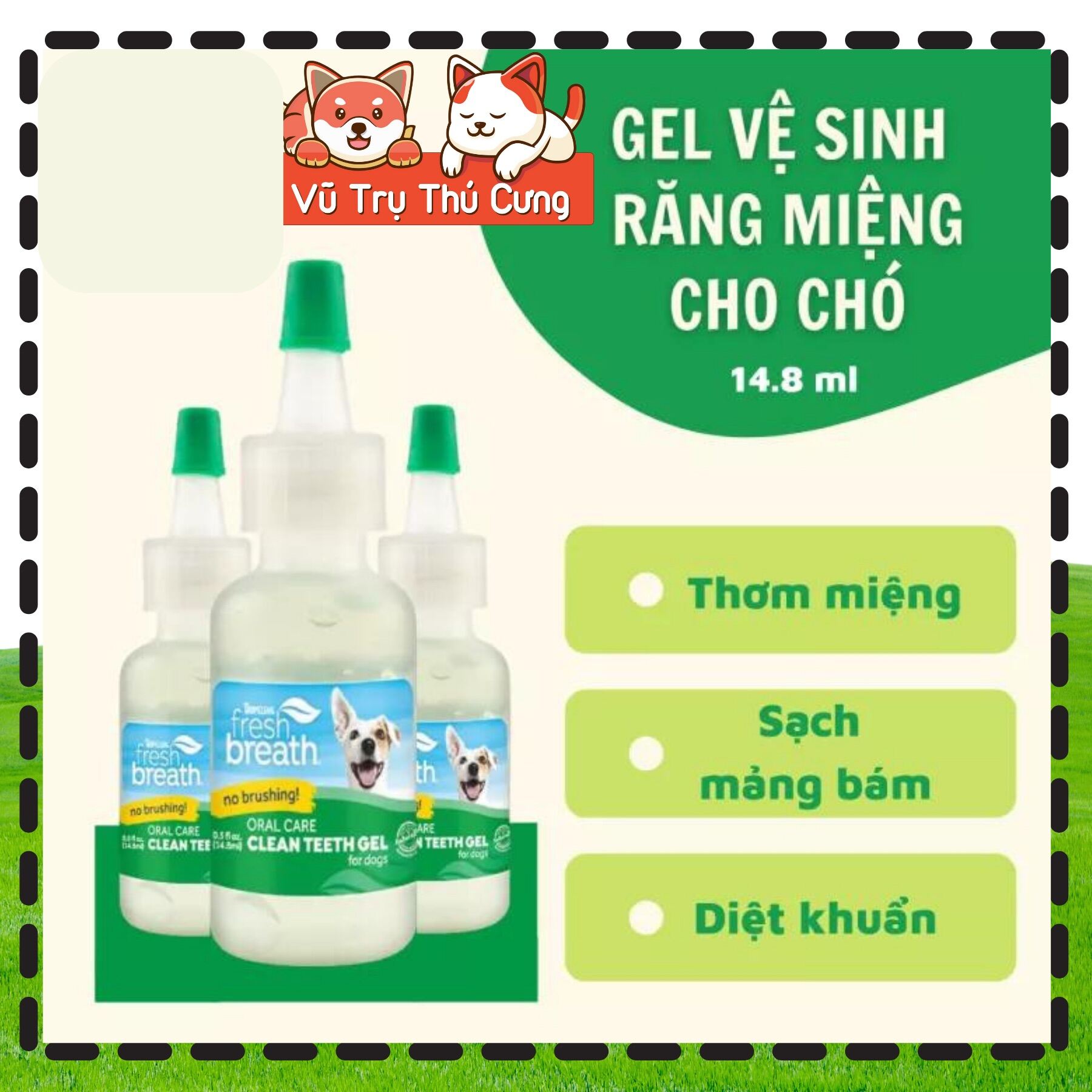 Gel làm sạch răng, thơm miệng cho Chó Tropiclean Mỹ 14.8ml