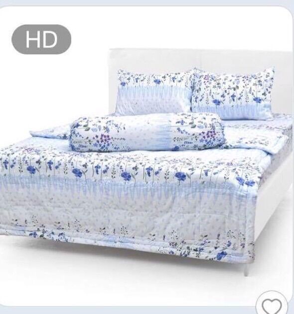 Chăn/Mền Cotton Thắng Lợi chần gòn, mẫu hoa nhí xanh 1m7x2m