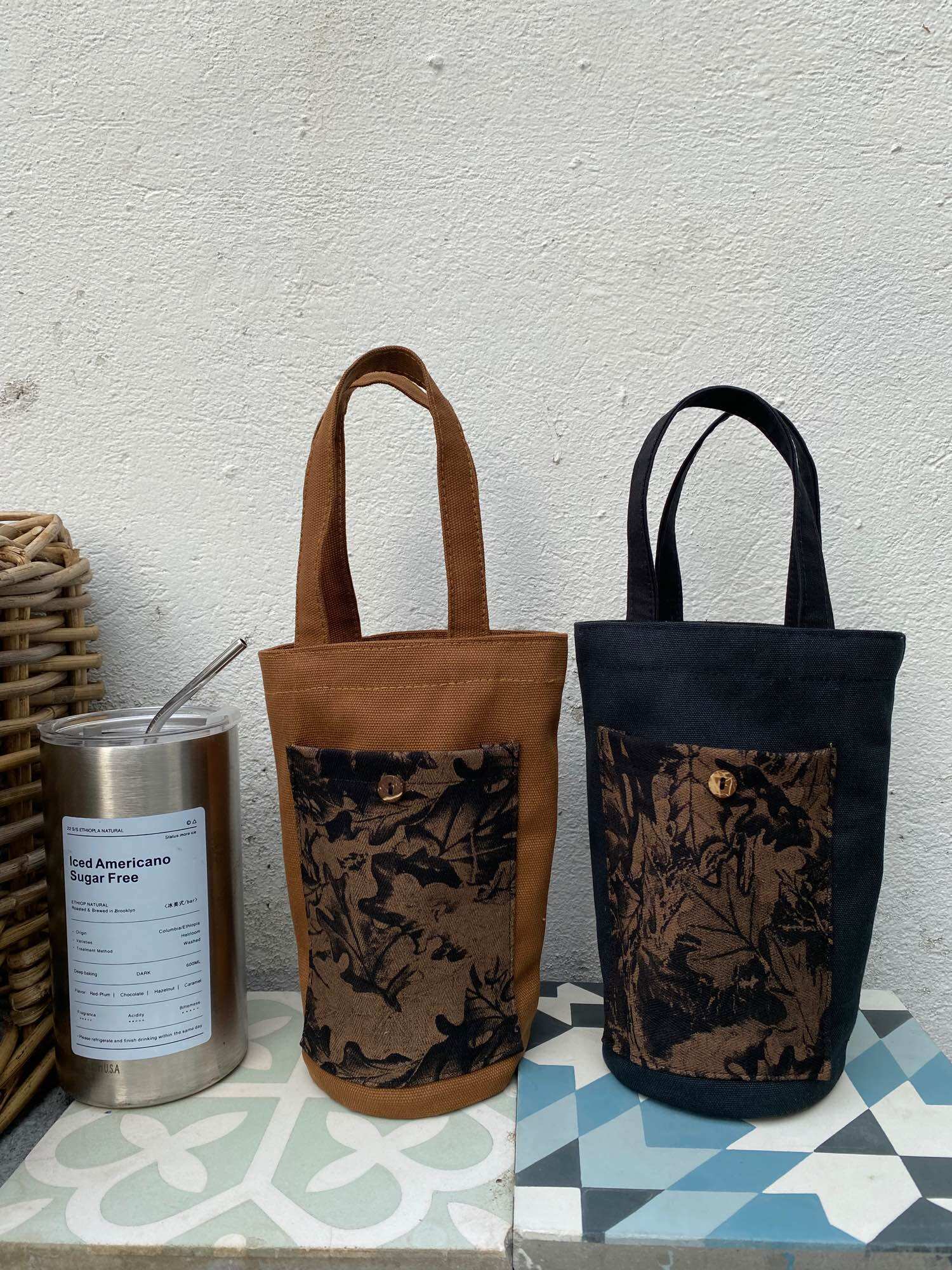 Túi vải Canvas dày đựng ly bình nước