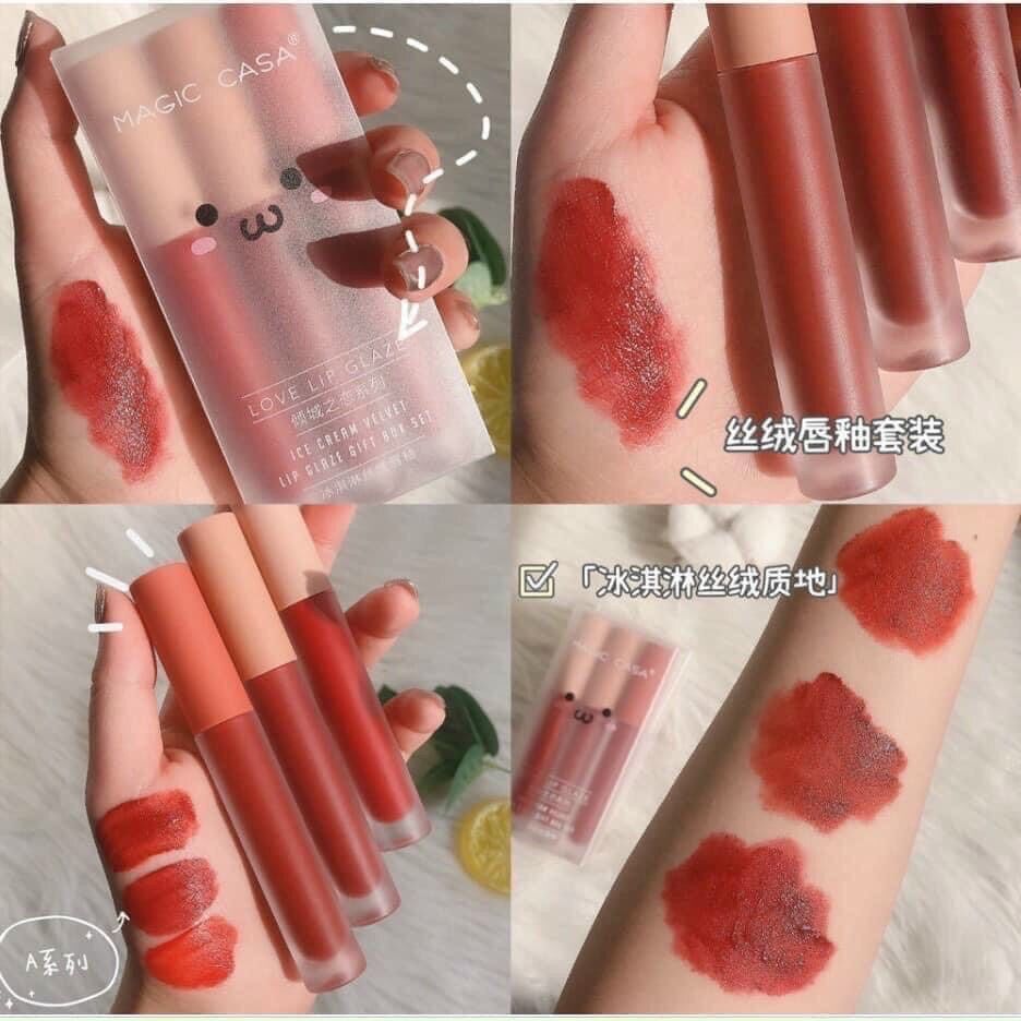 Set 3 Cây Son Kem Lì Herorange Fluffy Lip Glaze chuẩn nội địa