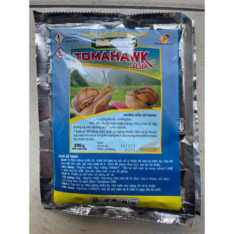 Thuốc diệt ốc sên Tomahawk dạng bả hạt Chuyên dùng cho hoa Lan, cây cảnh gói 100g.