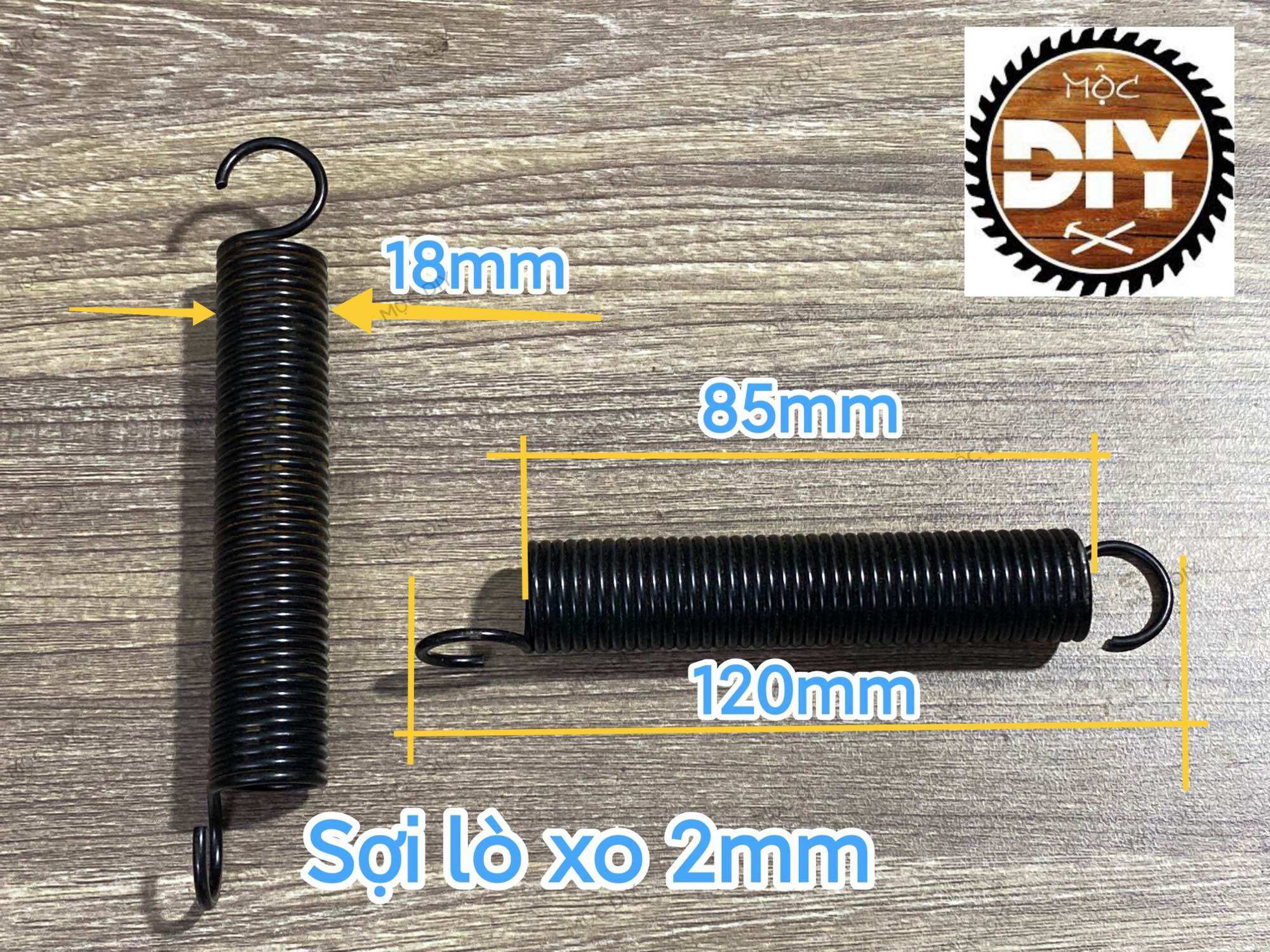 Lò xo kéo phi 18 dài 120mm sợi 2mm màu đen (4 cái)