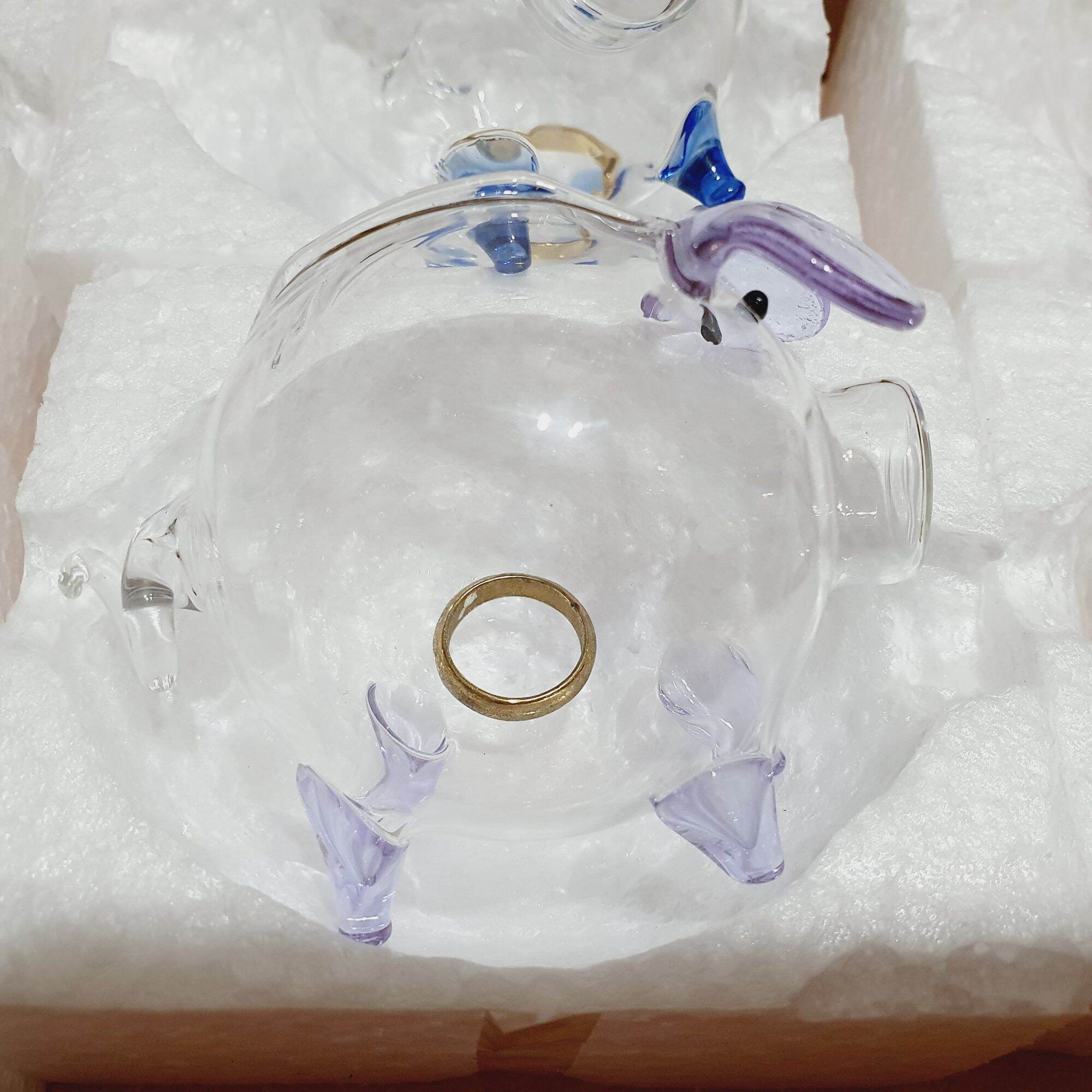 Mini Glass Piggy Bank Holds Lucky Money