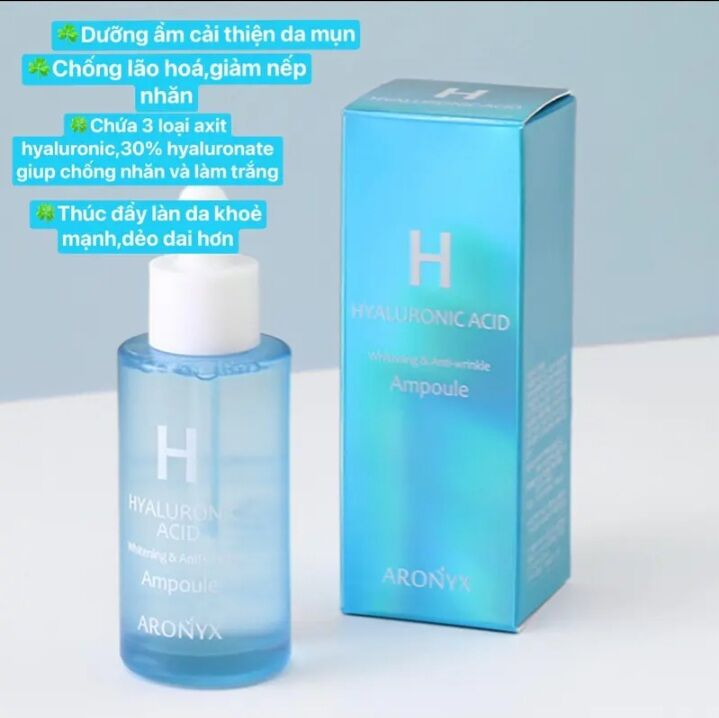 Serum HA dưỡng ẩm Aronyx Hyaluronic Acid Ampoule 50ml
Xuất xứ: Hàn Quốc