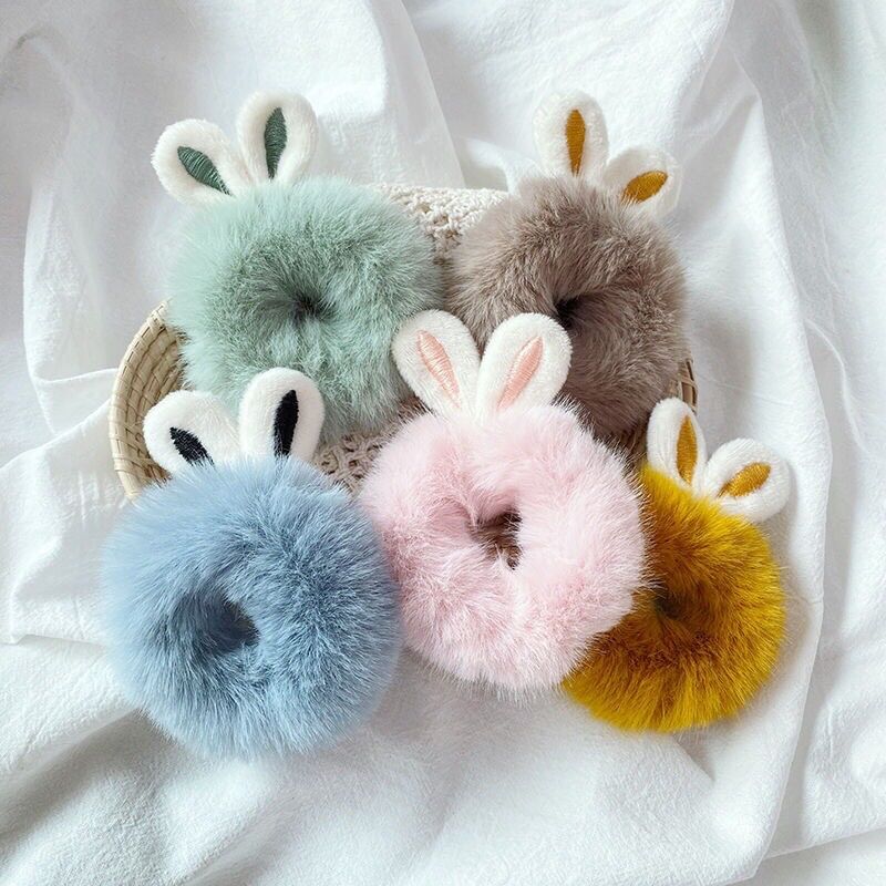 Dây buộc tóc nơ tai thỏ lông cute , Dây cột tóc nơ tai gấu dễ thương xinh xắn cực điệu