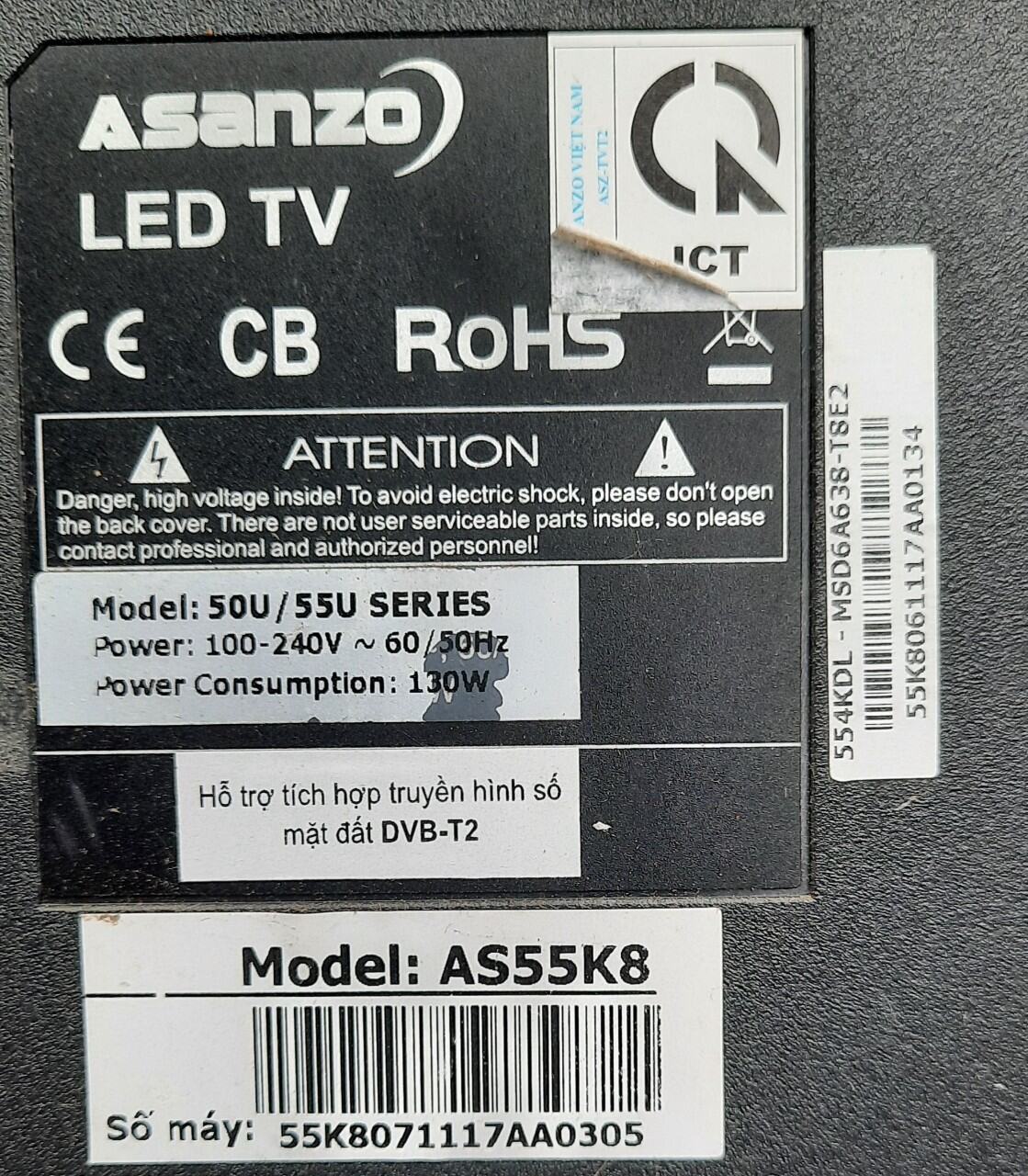 bo mạch tivi Asanzo AS55K8