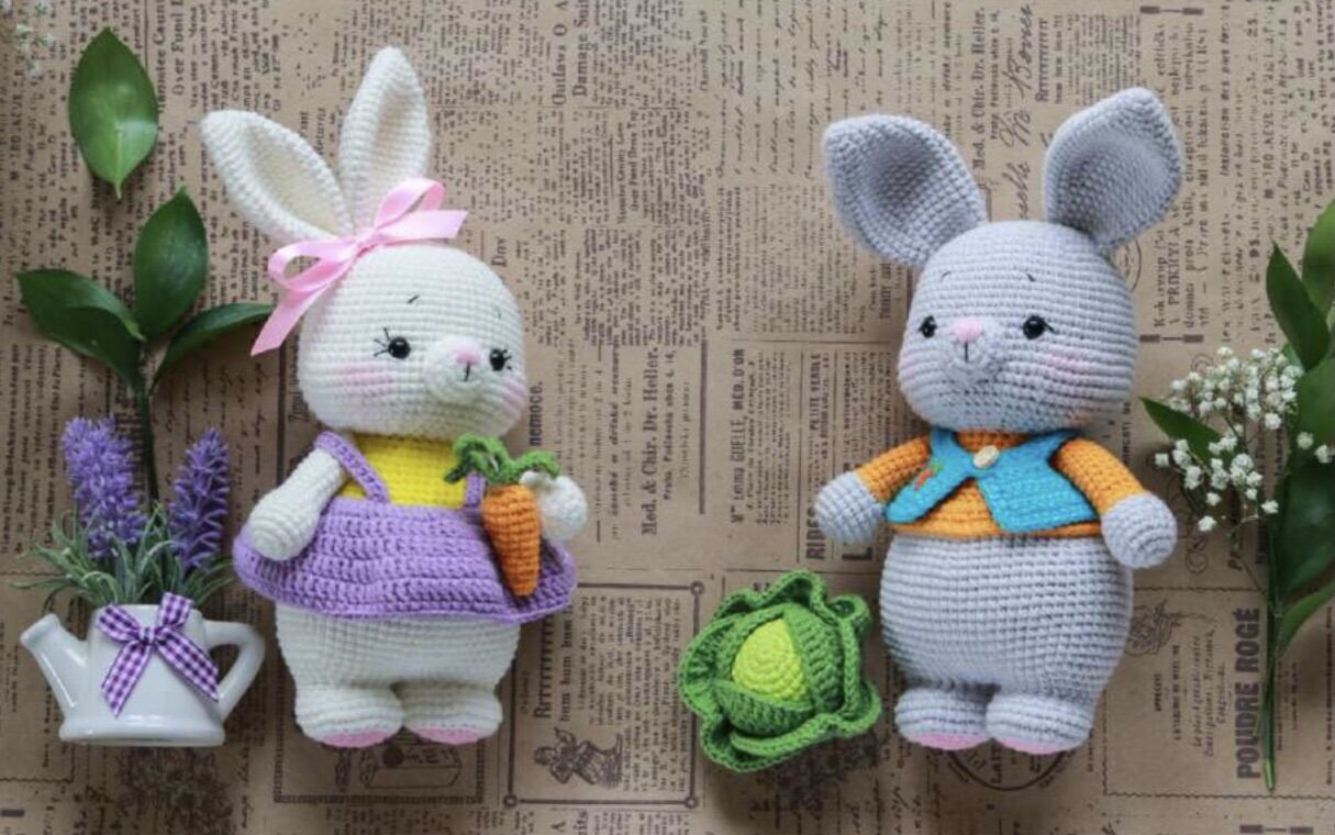 [HCM]Thú len nhồi bông handmade - Thỏ béo lùn ( 30cm)
