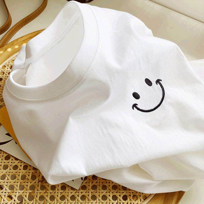 Áo Phông Cộc Tay Cổ Tròn Rộng Rãi Màu Trơn Cotton Trọng Lượng Nặng Mùa Xuân Hè Áo Hoodie Trang Phục Cặp Đôi Nữ Áo Áo Mặc Trong Phối Trong
