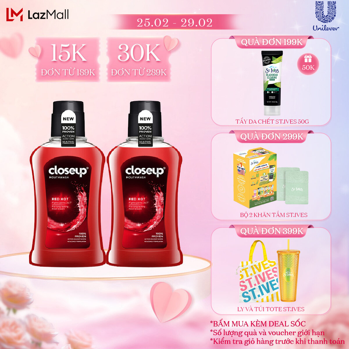 Combo 2 nước súc miệng CloseUp Red Hot