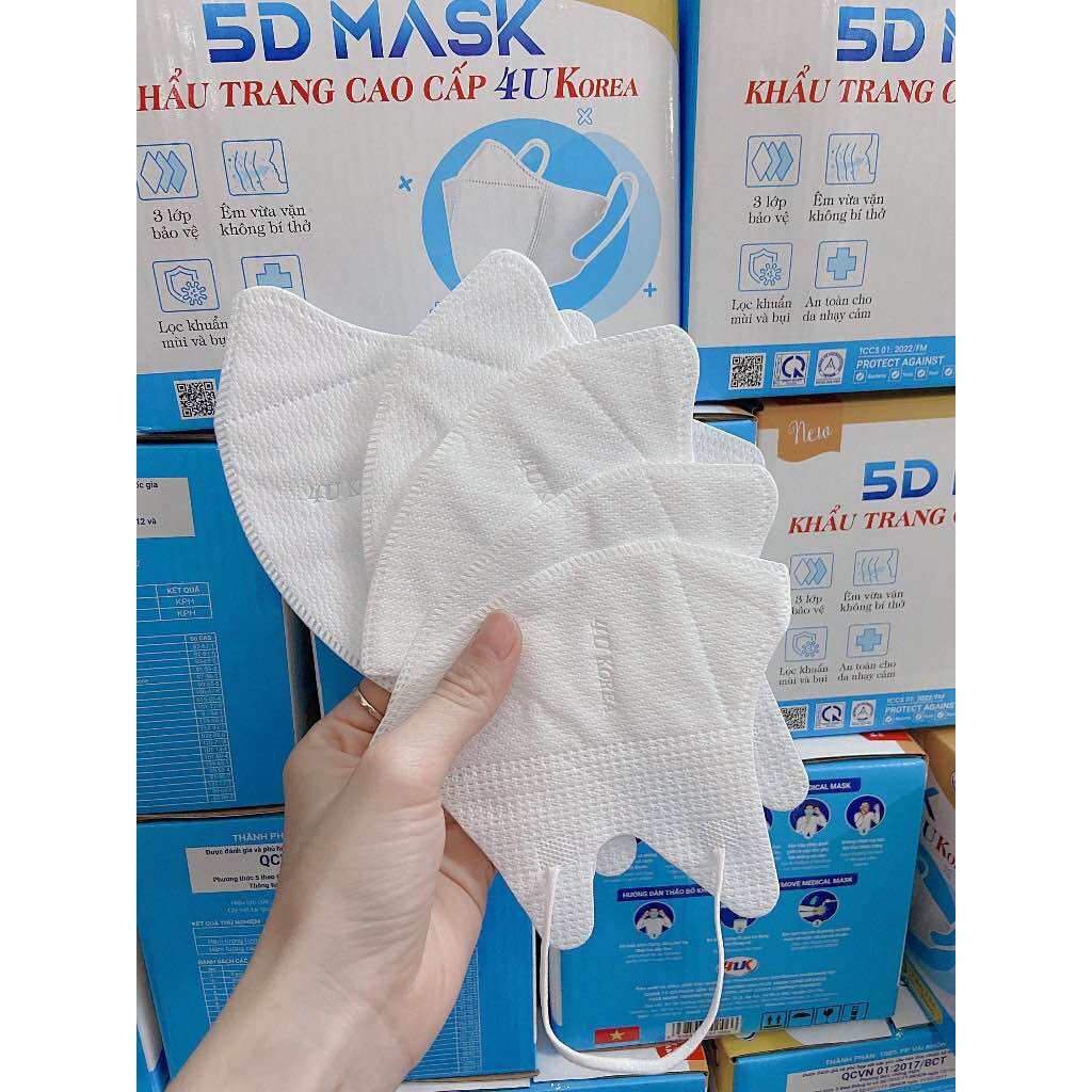 Khẩu trang 5D 4U Korea mask, túi 10 cái tiện dụng