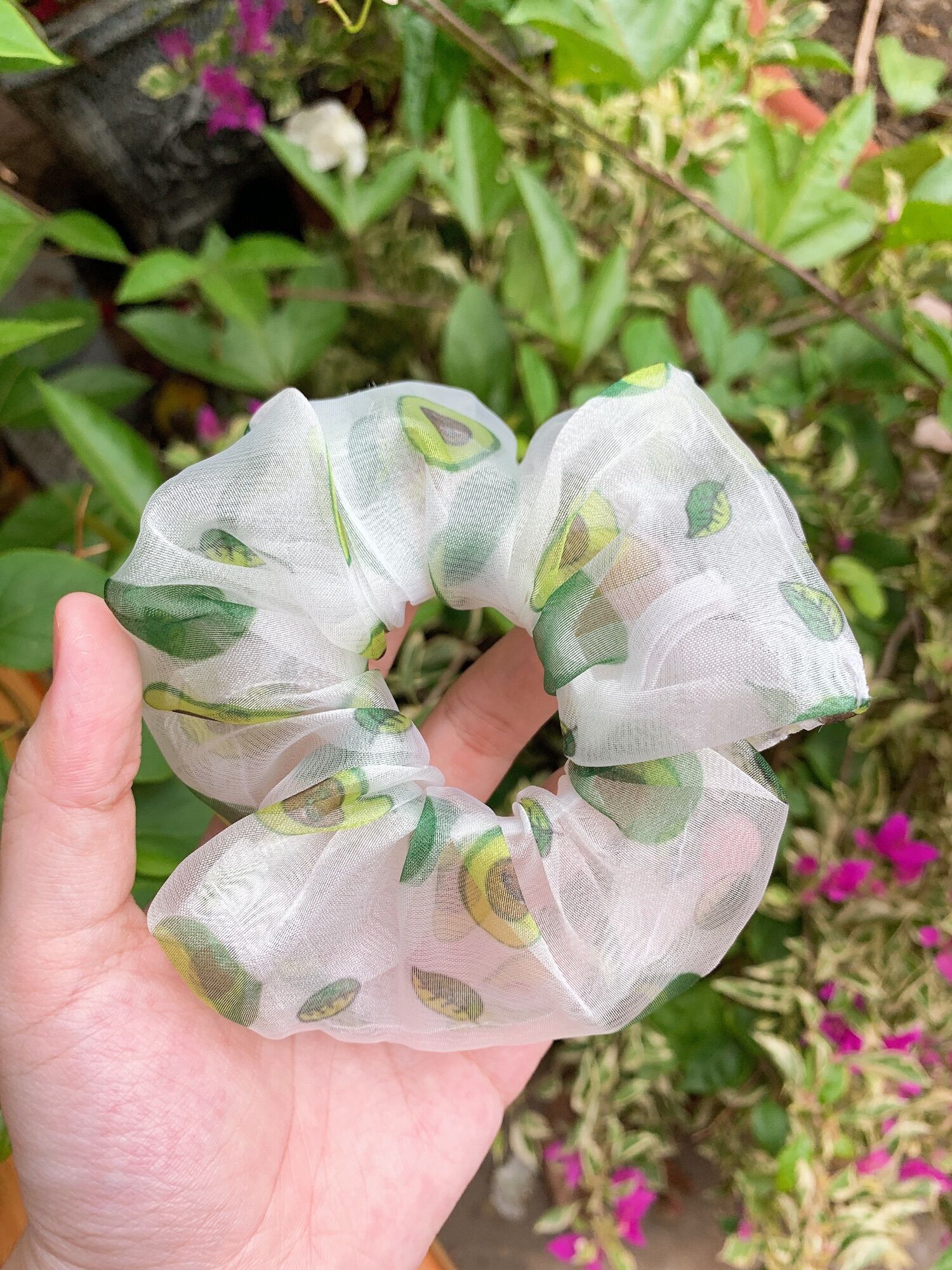 Dây cột tóc scrunchies quả bơ dễ thương