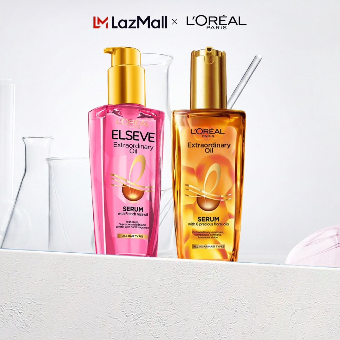 Bộ 2 Dầu dưỡng tóc Chiết Xuất các loại Hoa L’Oréal Paris Elseve Extraordinary Oil Serum 100ml x2