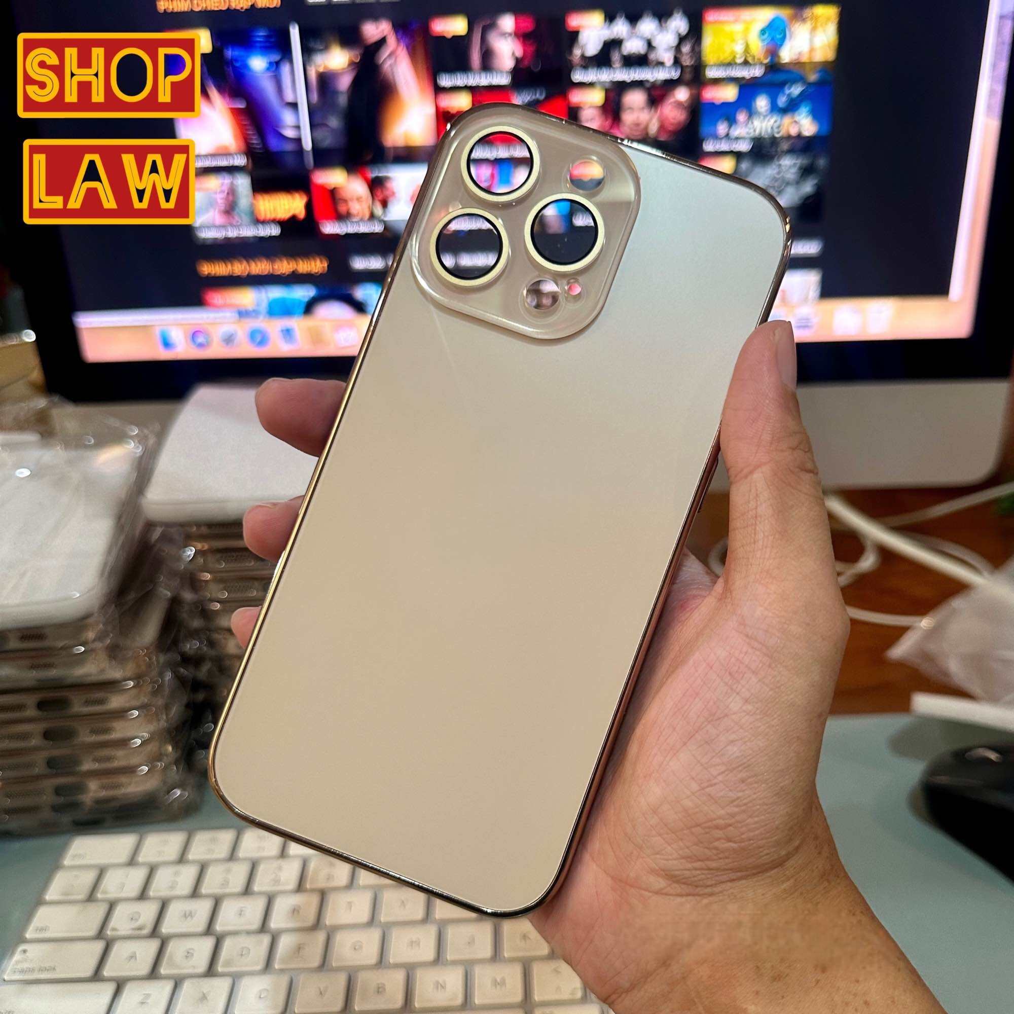 Ốp lưng iPhone 11/ 12/ 13/ 14/ 15 Plus/ 16 Pro Max  kính nhám màu Titan