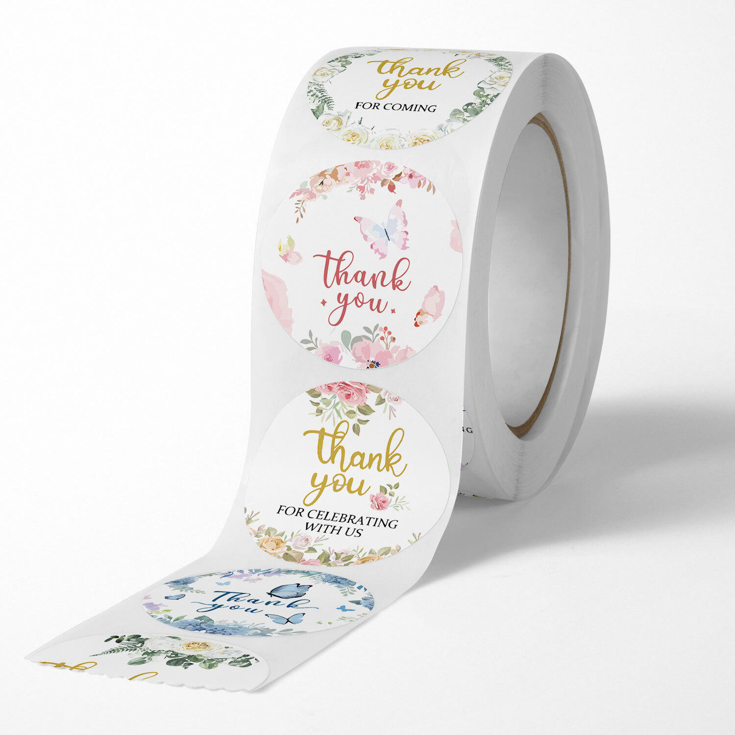 Cuộn 500 tem sticker hình dán tròn thank you 2.5cm