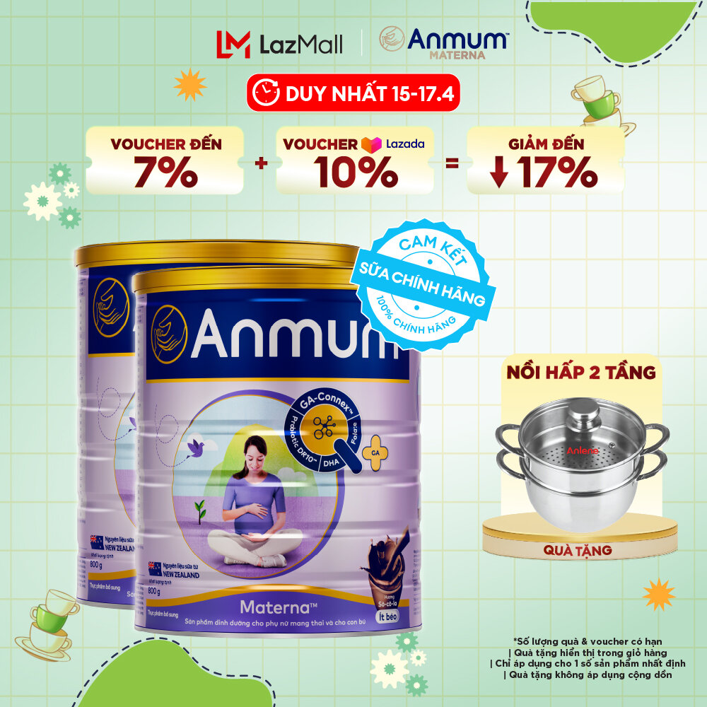 [Voucher giảm đến 26%]Combo 2 Sữa Bột Dành Cho Mẹ Bầu Anmum Materna Hương Socola 800G