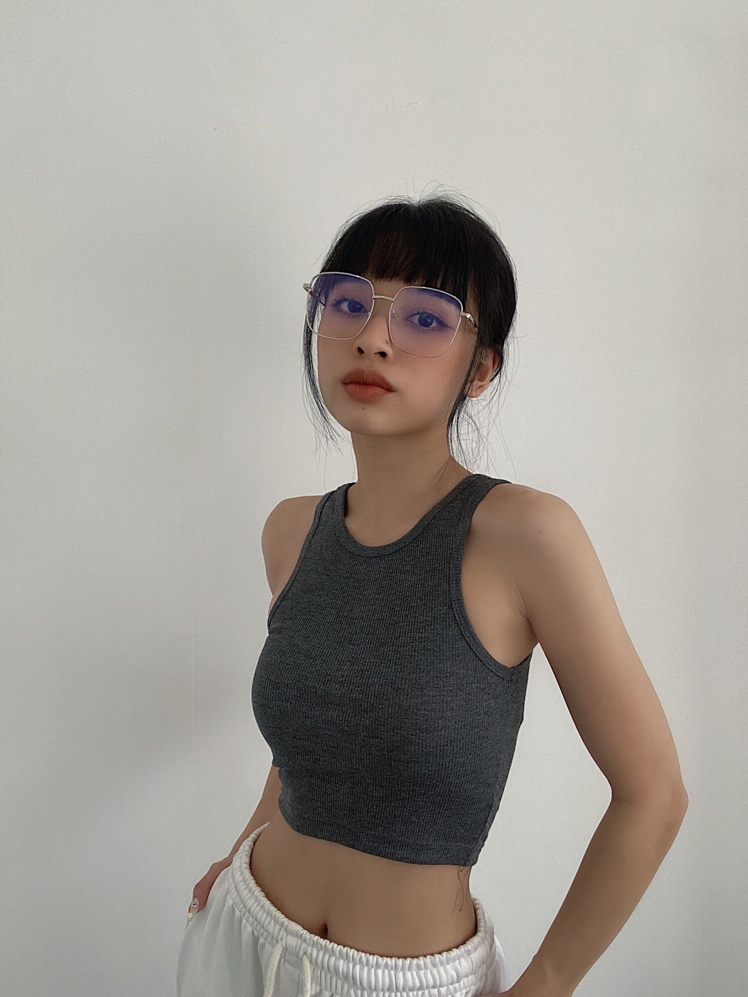 Áo ba lỗ trơn dáng croptop chất thun gân Mỹ (Basic TankTop)