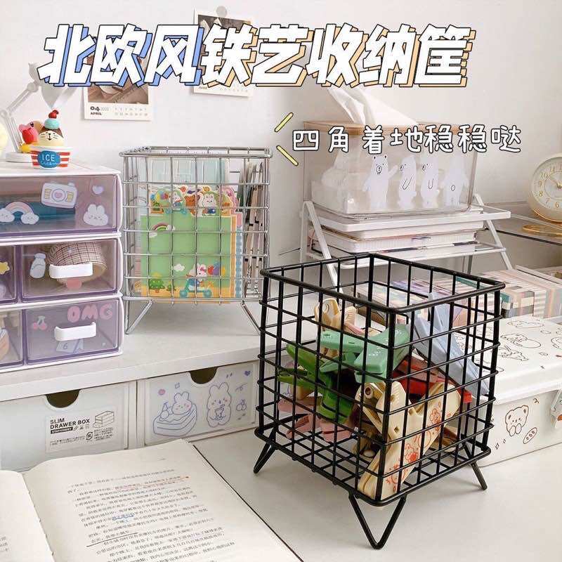 Giỏ lưới sắt không gỉ đựng đồ để bàn cá nhân